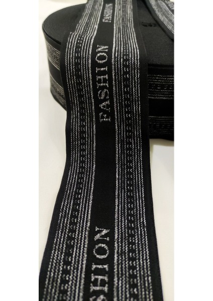 Siyah Gri Fashion Yazılı Lastik Şerit modelleri