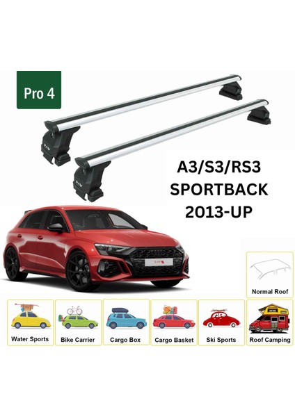 Audi A3/s3/rs3 Sportback 2013-2020 Oluksuz Üst Tavan Portbagaj Taşıyıcı Ara Atkısı Toros Serisi Pro 4 Gri fiyatları