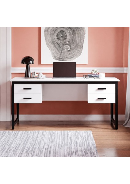 MS2C Çalışma Masası,ofis Masası - 70X160 cm - Beyaz - 4 Çekmeceli modelleri