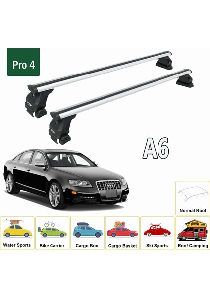 Audi A6 C6 Sedan 2005-2011 Oluksuz Üst Tavan Portbagaj Taşıyıcı Ara Atkısı Toros Serisi Pro 4 Siyah fiyatları