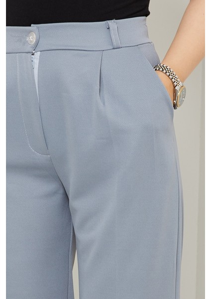 Mihre Çımalı Palazzo Pantolon 1581 - Gri modelleri