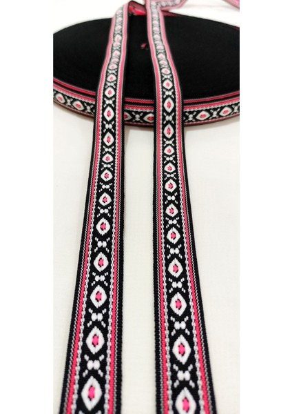 Fuşya Siyah Dar Dokuma Etnik Şerit fiyatları