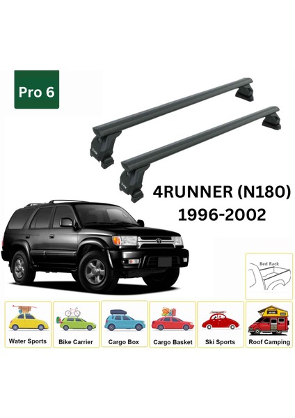 Toyota 4runner (N180) Tavan Taşıyıcı Ara Barlar – Vidalı Montaj, Toros Fix Pro, 1996-2002 Siyah fiyatları