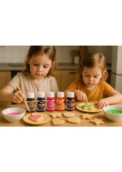 Gıda Boyası 5 x 10 Ml=toplam 50 ml Renkler Kahverengi Bordo Pembe Turuncu Siyah Kutulu fırsatları