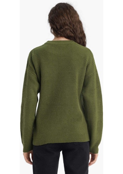 Regular Fit Bisiklet Yaka Selanik Kumaş Basic Düz Triko Kazak H6905AZ25WN