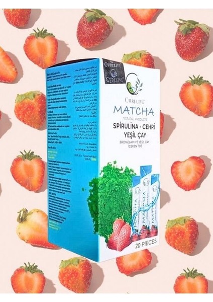 Matcha Natural Products-(Spirulina-Cehri-Yeşil Çay) Bromelain ve Yeşil Çay Içeren Maça Çayı 20 Adet