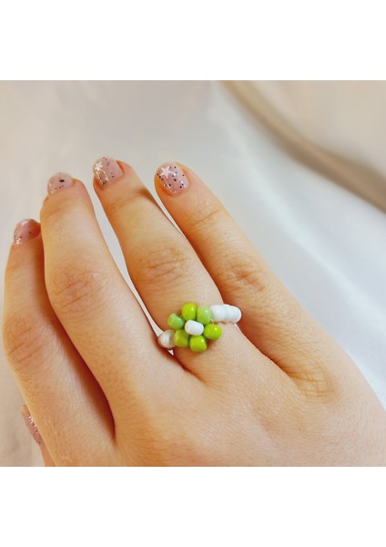 Miyuki Boncuk Papatya Yüzük-Papatya Yüzük-Miyuki Yüzük-Minimal Papatya Yüzük-Boncuk Yüzük-Bayan Papatya Yüzük-Çiçek Yüzük-Kadın Yüzük-Ip Yüzük