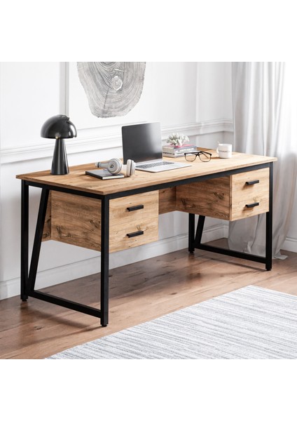 MS2C Çalışma Masası,ofis Masası - 70X160 cm - Çam- 4 Çekmeceli