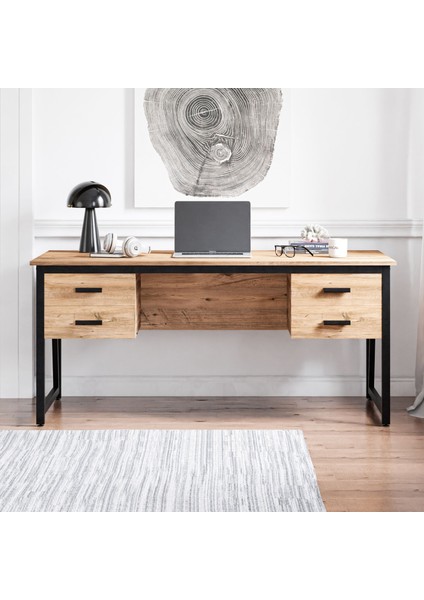 MS2C Çalışma Masası,ofis Masası - 70X160 cm - Çam- 4 Çekmeceli modelleri