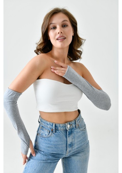 Parmak Geçmeli Uzun Kolluk - Esnek Lastikli Tesettür Kol Kapatıcı Tişört Kolluk indirimleri