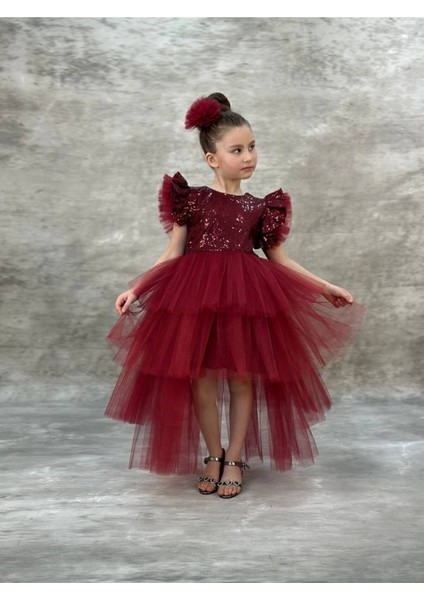 Pul Payet Kuyruklu Çocuk Abiye Elbise fiyatları