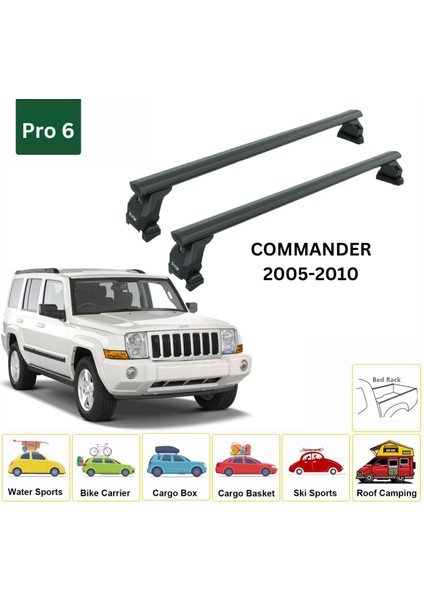 Jeep Commander Xk 2006-2010 Tavan Taşıyıcı Ara Barlar – Vidalı Montaj, Toros Fix Pro, Siyah fiyatları