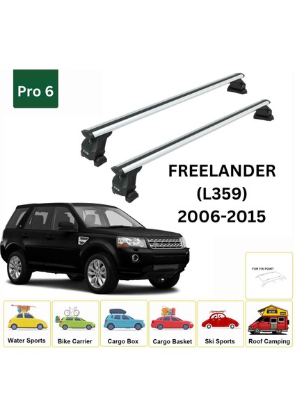 Land Rover Freelander (L359) 2006-15 Roof Rack Tavan Taşıyıcı Ara Barlar – Vidalı Montaj, Toros Fix Pro, 6 Alu Gri fiyatları