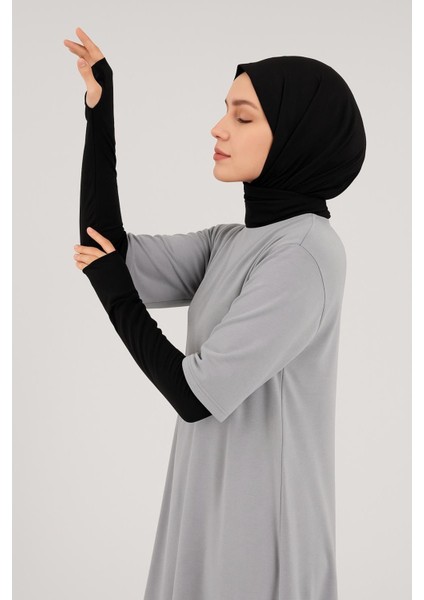 Parmak Geçmeli Uzun Kolluk - Esnek Lastikli Tesettür Kol Kapatıcı Tişört Kolluk