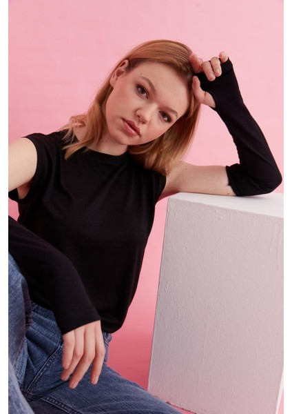 Parmak Geçmeli Uzun Kolluk - Esnek Lastikli Tesettür Kol Kapatıcı Tişört Kolluk indirimleri