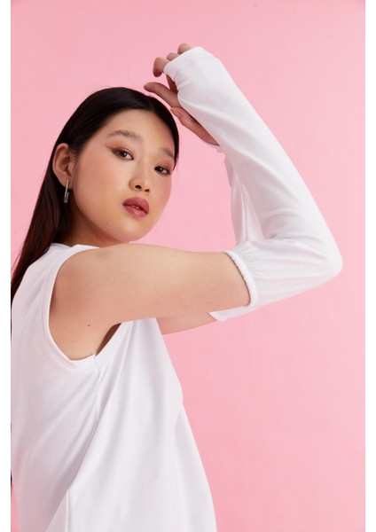 Parmak Geçmeli Uzun Kolluk - Esnek Lastikli Tesettür Kol Kapatıcı Tişört Kolluk fırsatları