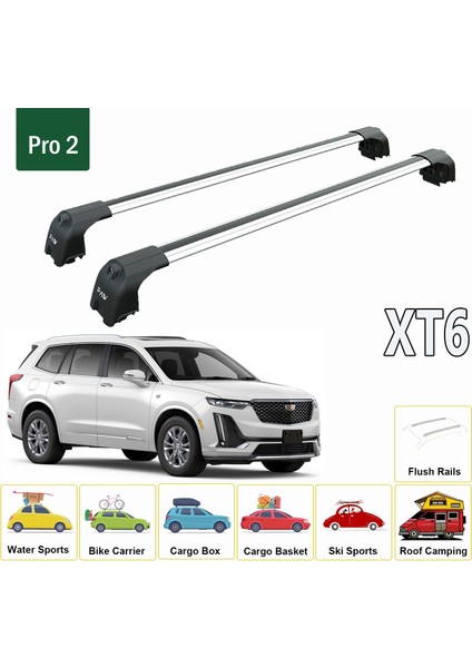 Cadillac Xt6 Cross 2017-2025 Portbagaj Taşıyıcı Ara Atkisi - Ara Çubuk Paw Pro 2 Gri modelleri