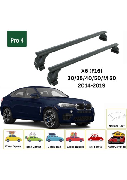 Bmw X6 F16 2014-2019 Oluksuz Üst Tavan Portbagaj Taşıyıcı Ara Atkısı Toros Serisi Pro 4 Siyah fiyatları