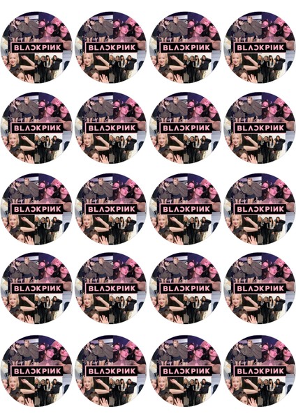 Black Pink Yenilebilir Yuvarlak Kurabiye Resim Baskı