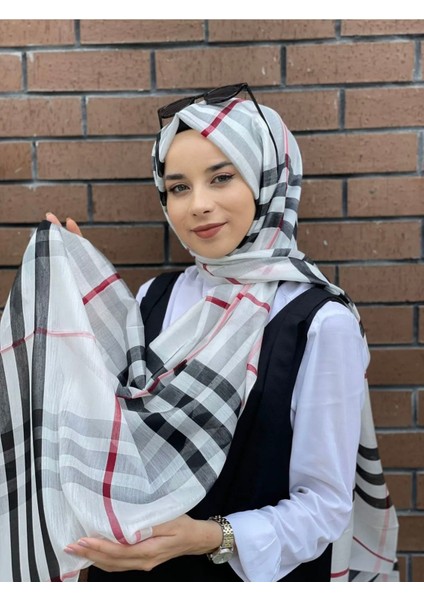 Ekose Şal Beyaz Renk