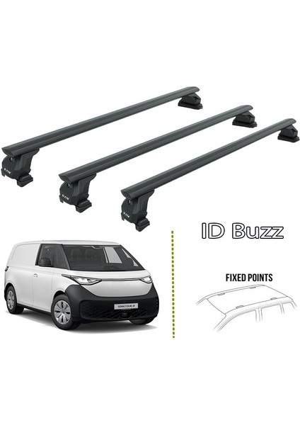 Volkswagen Id. Buzz Tavan Taşıyıcı Ara Barlar – Vidalı Montaj, Toros Fix Pro, 3qty Siyah
