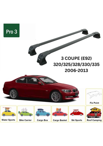 Bmw 3 Coupe E92 2006-2013 Portbagaj Taşıyıcı Ara Atkı Aparatı Paw Pro 3 Siyah fiyatları