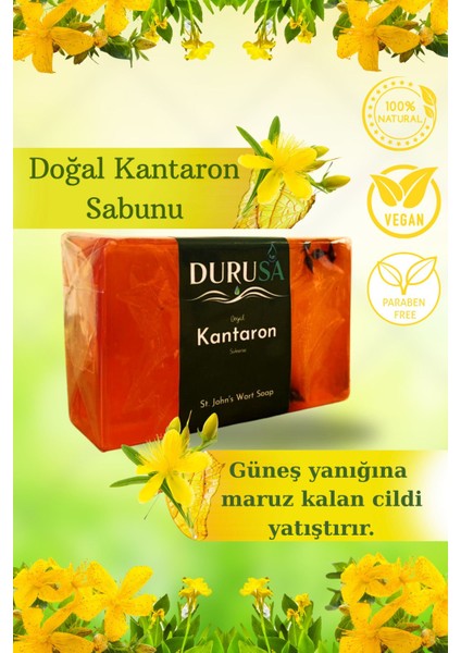 El Yapımı Doğal Kantaron Sabunu 120 gr – Cilt Canlandırıcı ve Besleyici Bitkisel Sabun