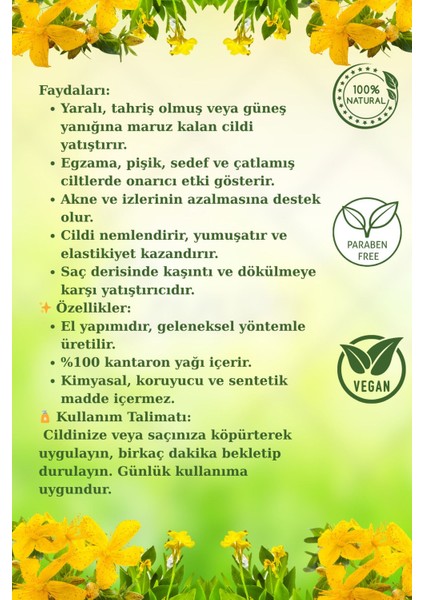 El Yapımı Doğal Kantaron Sabunu 120 gr – Cilt Canlandırıcı ve Besleyici Bitkisel Sabun fiyatları