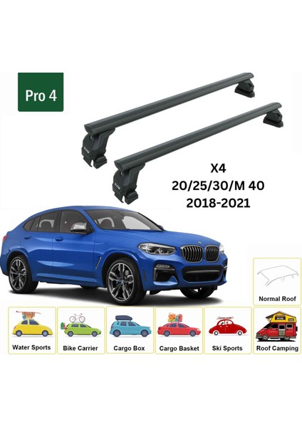 Bmw X4 2018-2021 Oluksuz Üst Tavan Portbagaj Taşıyıcı Ara Atkısı Toros Serisi Pro 4 Siyah fiyatları