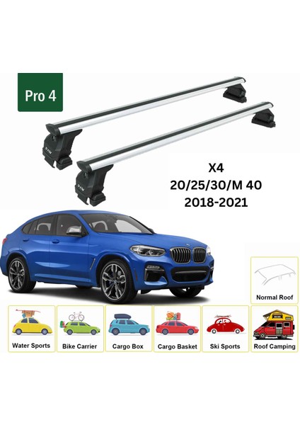 Bmw X4 2018-2021 Oluksuz Üst Tavan Portbagaj Taşıyıcı Ara Atkısı Toros Serisi Pro 4 Gri fiyatları