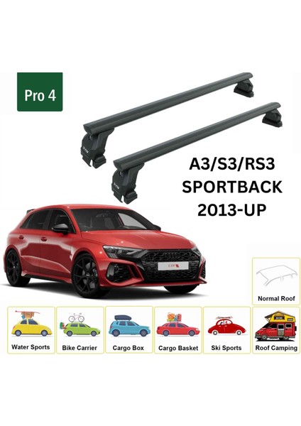 Audi A3/s3/rs3 Sportback 2013-2020 Oluksuz Üst Tavan Portbagaj Taşıyıcı Ara Atkısı Toros Serisi Pro 4 Siyah fiyatları