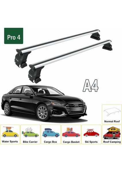 Audi A4 B9 2017-2025 Oluksuz Üst Tavan Portbagaj Taşıyıcı Ara Atkısı Toros Serisi Pro 4 Gri fiyatları