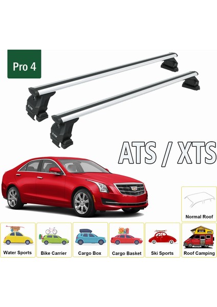 Cadillac Ats / Xts 2013-2019 Oluksuz Üst Tavan Portbagaj Taşıyıcı Ara Atkısı Toros Serisi Pro 4 Gri modelleri