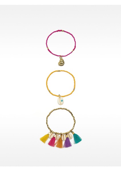 Çok Renkli Püsküllü Elastik Bileklik Seti modelleri
