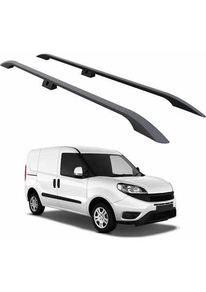 Fiat Doblo Kısa Şase 2010-2020 Van Araç Üstü Alüminyum Tavan Yan Rayları Plus Serisi - Siyah