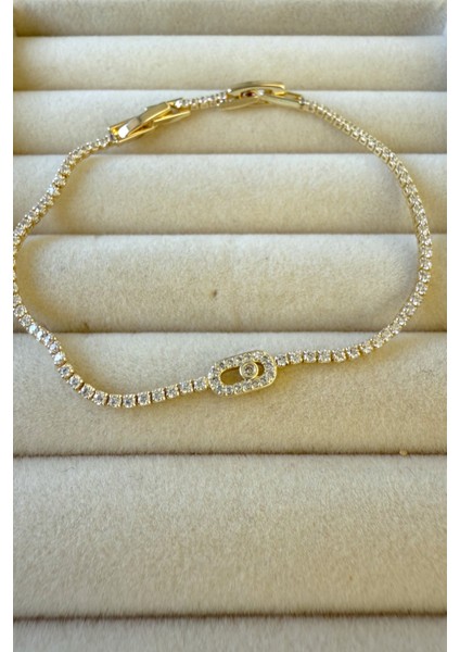 İnce Zirkon Taşlı Minimalist Su Yolu Bileklik Paslanmaz Çelik Bileklik 19 cm modelleri