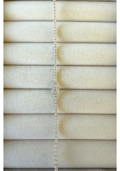 İnce Zirkon Taşlı Minimalist Su Yolu Bileklik Paslanmaz Çelik Bileklik 19 cm fırsatları