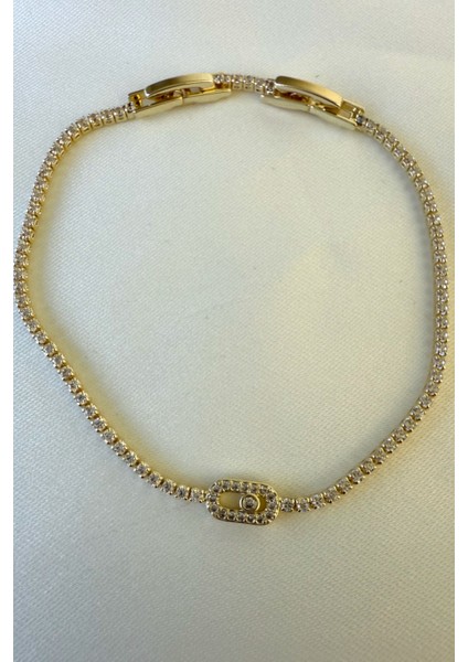 İnce Zirkon Taşlı Minimalist Su Yolu Bileklik Paslanmaz Çelik Bileklik 19 cm indirimleri