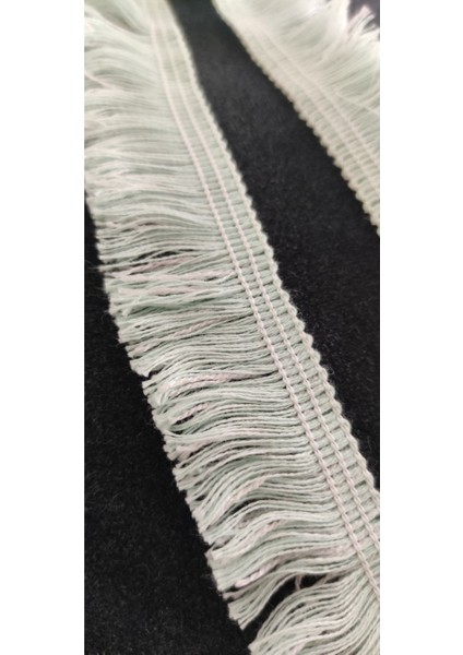 Şu Yeşili-Beyaz Çift Renk Pamuk Kenar Püskül Saçak