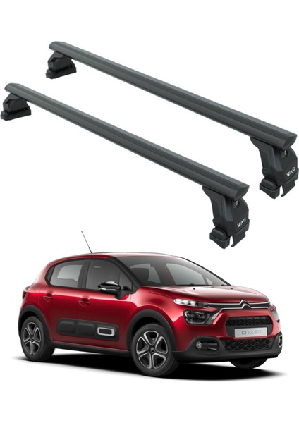 Citroen C3 B618 2016-2025 Oluksuz Üst Tavan Portbagaj Taşıyıcı Ara Atkısı Toros Serisi Pro 4 Siyah