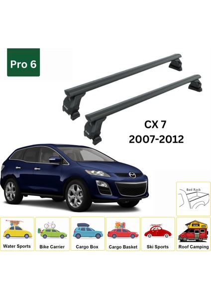 Mazda Cx 7 2007-2012 Tavan Taşıyıcı Ara Barlar – Vidalı Montaj, Toros Fix Pro, Pro 6 Siyah fiyatları