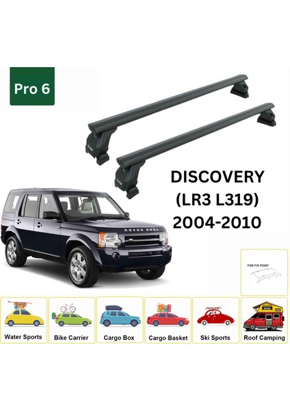Land Rover Discovery Lr3 2004-2010 Roof Rack Tavan Taşıyıcı Ara Barlar – Vidalı Montaj, Toros Fix Pro, 6 Siyah fiyatları