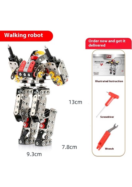 Bir Araya Getirilmesi Son Derece Zor Siyah Teknoloji Yapı Taşı Oyuncakları Elle Monte Edilmiş Robot Metal Model (Yurt Dışından)