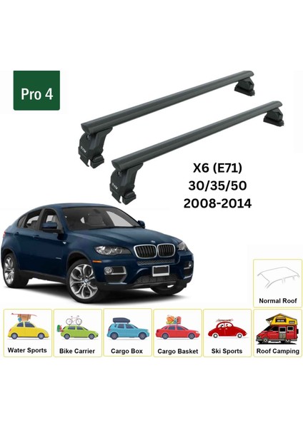 Bmw X6 (E71) 2008-2014 Oluksuz Üst Tavan Portbagaj Taşıyıcı Ara Atkısı Toros Serisi Pro 4 Siyah fiyatları