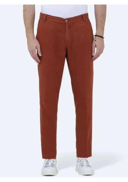 Kiremit Dokuma Jogging Fit Casual %100 Keten Pantolon