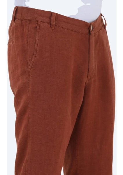 Kiremit Dokuma Jogging Fit Casual %100 Keten Pantolon modelleri