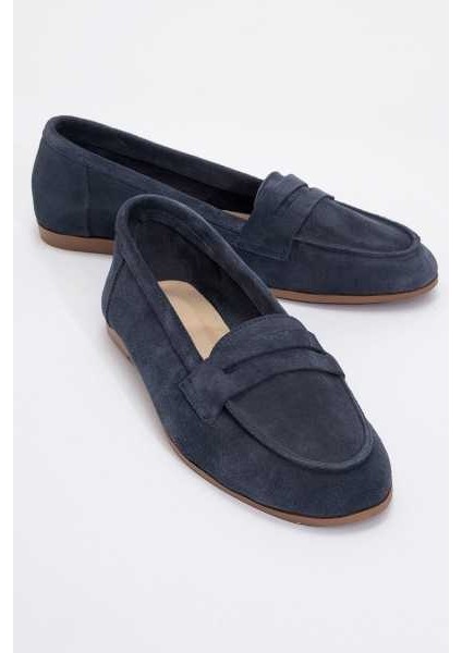 F02 Kot Süet Hakiki Deri Kadın Loafer Ayakkabı