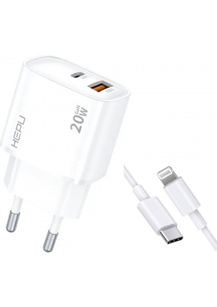 20W Pd Girişli Hızlı Şarj Aleti 3.0 Qualcomm Tüm iphone Modelleri Için Usb-C & Lightning Kablo Çift Çıkışlı Fast Charger iPhone 14 13 12 11 x Pro HP619IOS