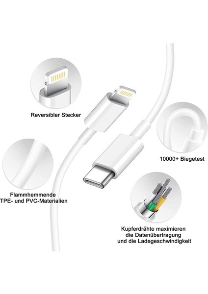 20W Pd Girişli Hızlı Şarj Aleti 3.0 Qualcomm Tüm iphone Modelleri Için Usb-C & Lightning Kablo Çift Çıkışlı Fast Charger iPhone 14 13 12 11 x Pro HP619IOS modelleri