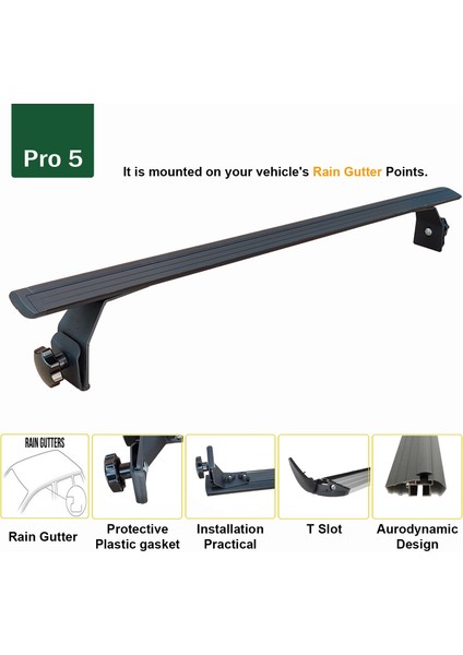 Dacia Sandero 2013-2020 Roof Rack System, Aluminium Cross Bar, Siyah modelleri